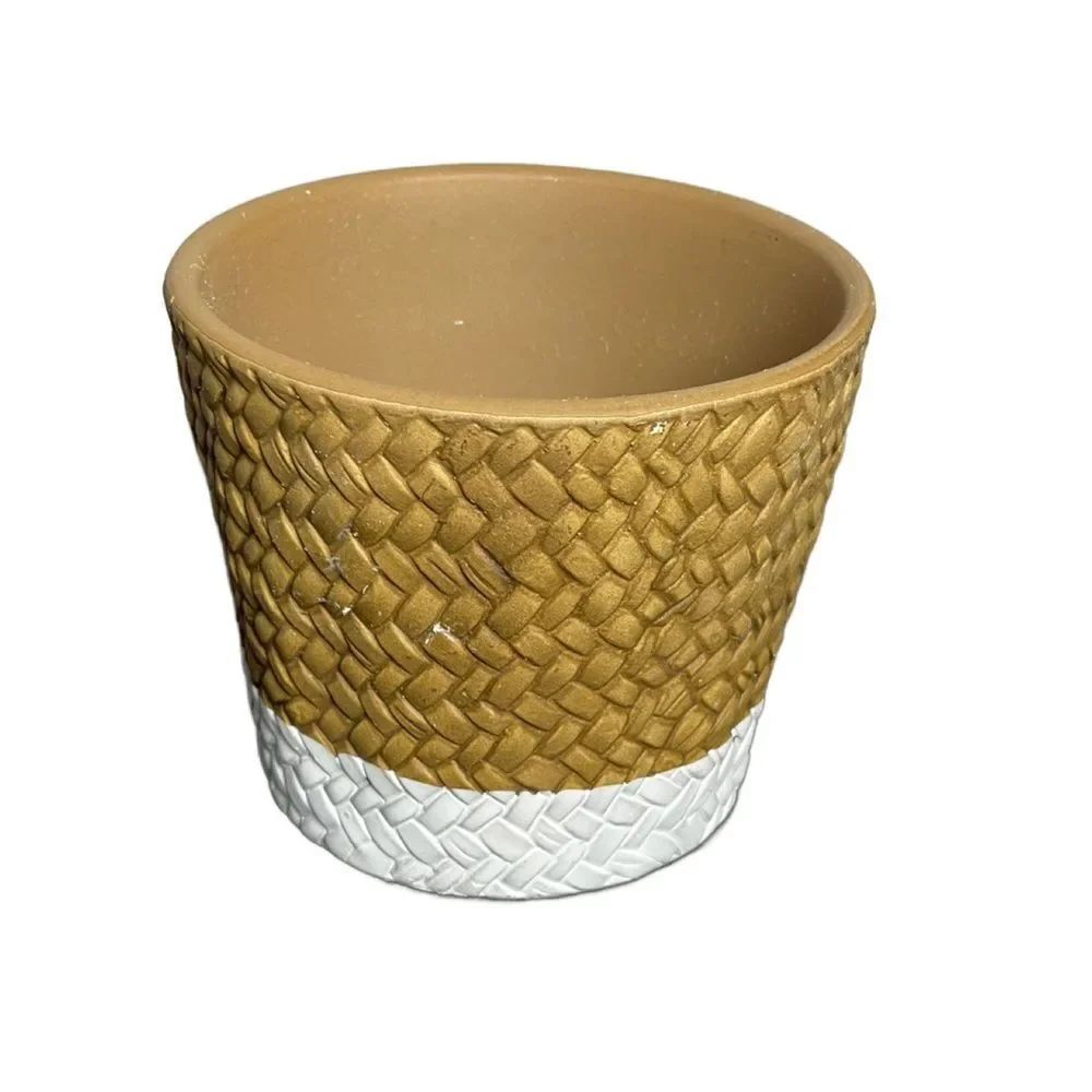 Costa Farms Tan & White Small 4” Tall Stone Planter